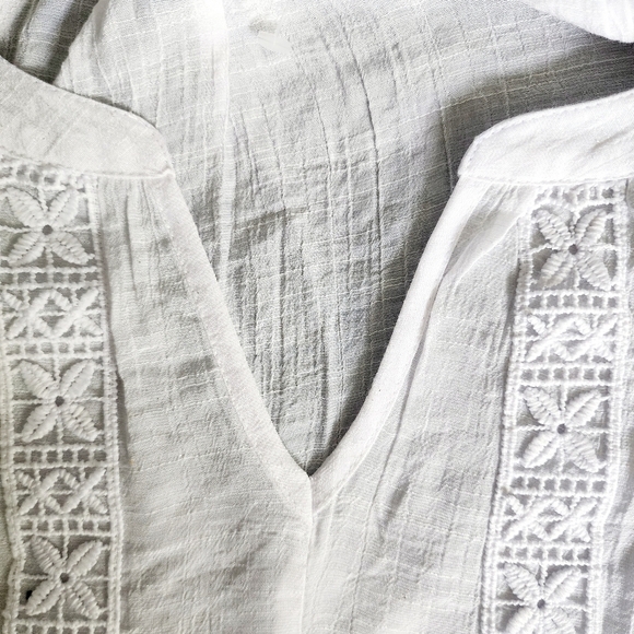 FUNDAMENTAL THINGS White Boho Bohemian Sheer V-Neck Blouse Top Women's Large L - Picture 4 of 9